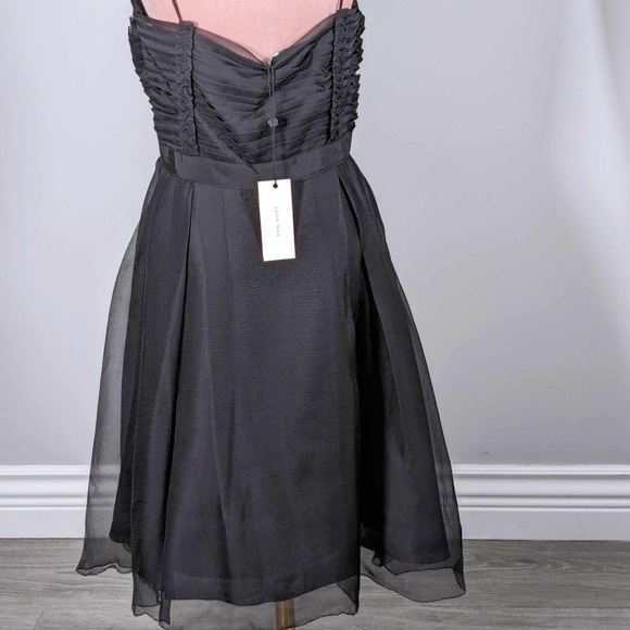 NWT Leon Max | Black Pleated Silk Sleeveless Dress - sz 8 - Picture 6 of 10